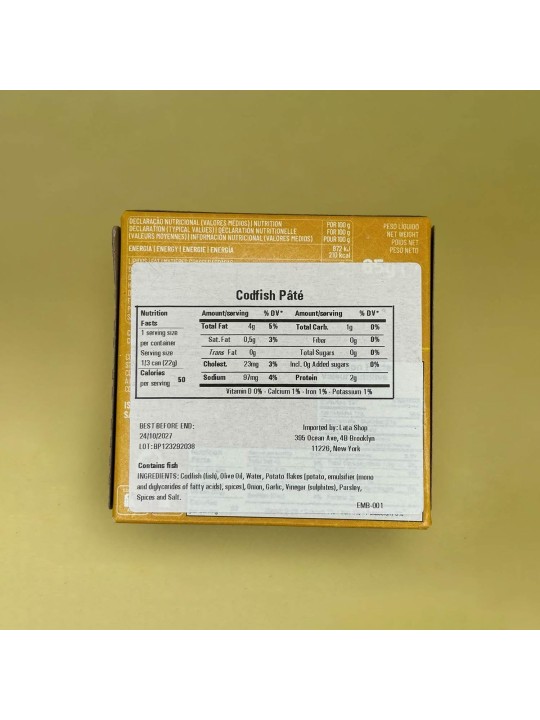  Nutritional Information - Manná Codfish Pate