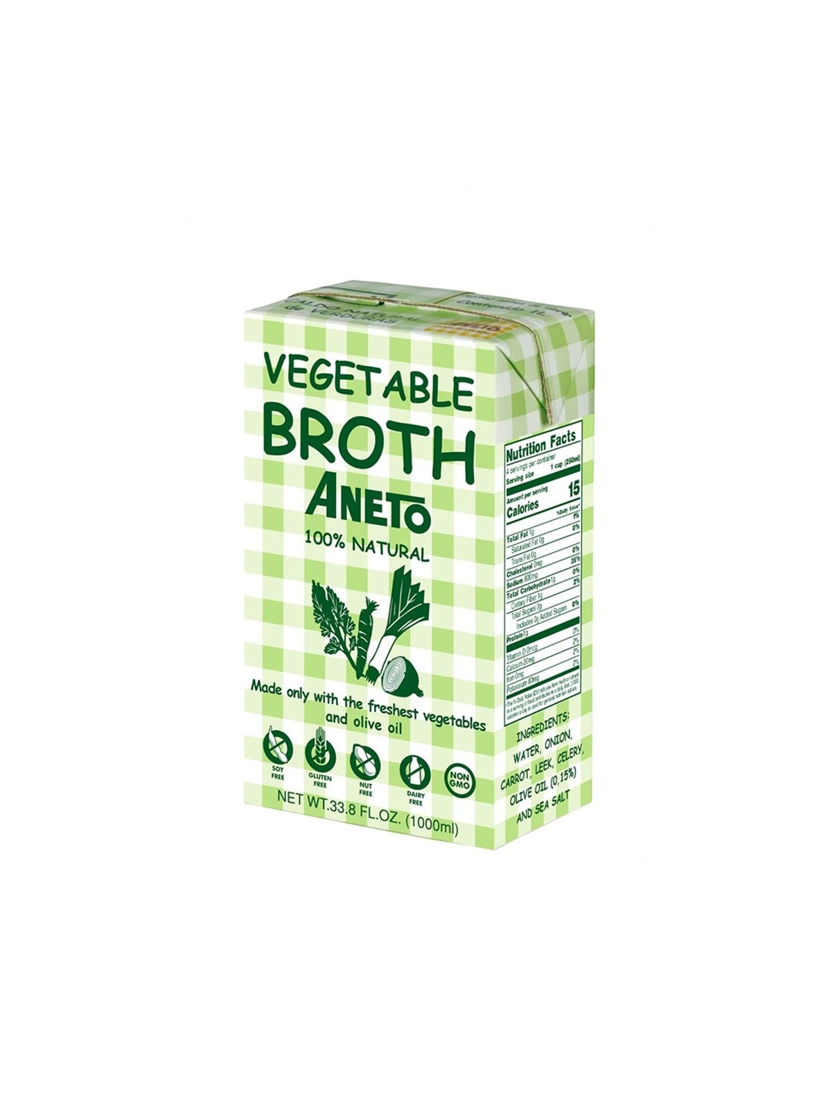 Vegetable Broth - ANETO - 34 fl oz- 100% Natural