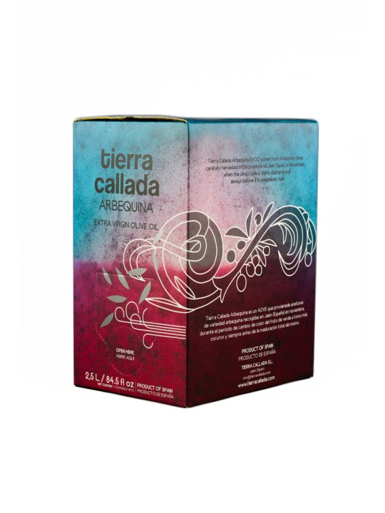 Tierra Callada Sweet and kind profile, suitable for all audiencesMild, fruity and elegant extra virgin olive oil - Arbequina variety Healthiest substitution instead butter in baking recipes, ads a hint of banana and apple Ideal on subtle and delicate recipes: dressing fish, elaborating a mayonnaise, soft cheeses, etc. Cold extraction and harvested in November from half green half ripe olives Bag in box: best format to preserve the aromas and properties of the olive oil 