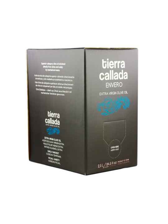 Tierra Callada Premium "all in one" every day oilMedium intensity extra virgin olive oil - Picual variety Excellent finishing oil but also perfectly suitable for cooking due to high polyphenol (antioxidant) content, giving the oil great stability and performance at high temperatures Cold extraction and harvested in November from half green half ripe olives Silver award at the New York International Olive Oil Competition (NYIOOC) Bag in box: best format to preserve the aromas and properties of the olive oil 