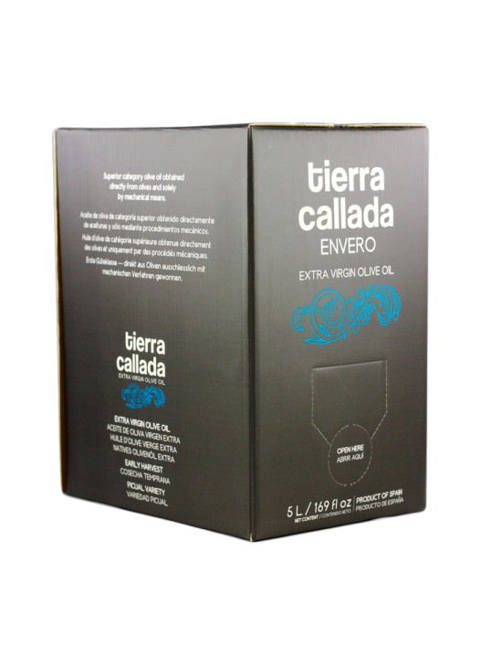 Tierra Callada Premium "all in one" every day oilMedium intensity extra virgin olive oil - Picual variety Excellent finishing oil but also perfectly suitable for cooking due to high polyphenol (antioxidant) content, giving the oil great stability and performance at high temperatures Cold extraction and harvested in November from half green half ripe olives Silver award at the New York International Olive Oil Competition (NYIOOC) Bag in box: best format to preserve the aromas and properties of the olive oil