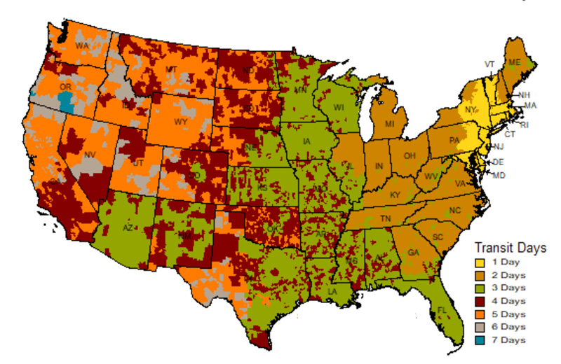 UPS Ground map time