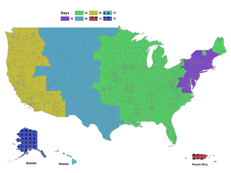 Usps ground advantage time map